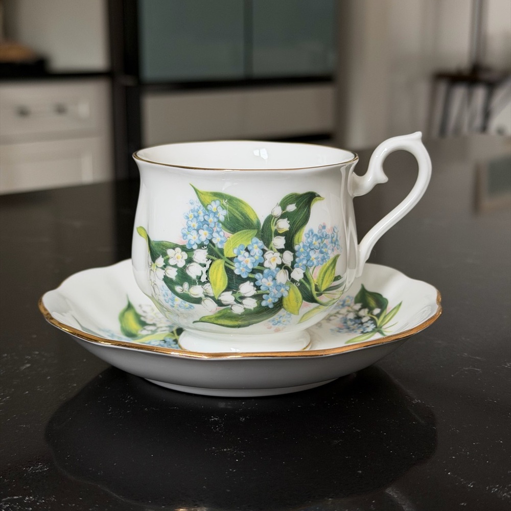 Royal Albert Bone China Teacup & Saucer Lily of the Valley and Forget-me-nots